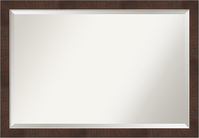 Amanti Art Brown Wall Mirror 27x39 Wildwood Brown Narrow Rectangle Bathroom by AmantiArt