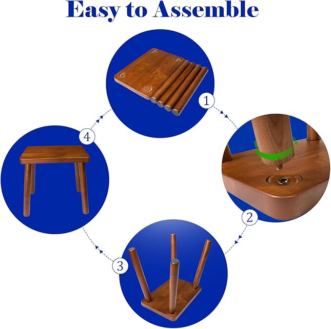 13.4inch Wooden Step Stool for Adults, Small Wooden Stool - Image 7