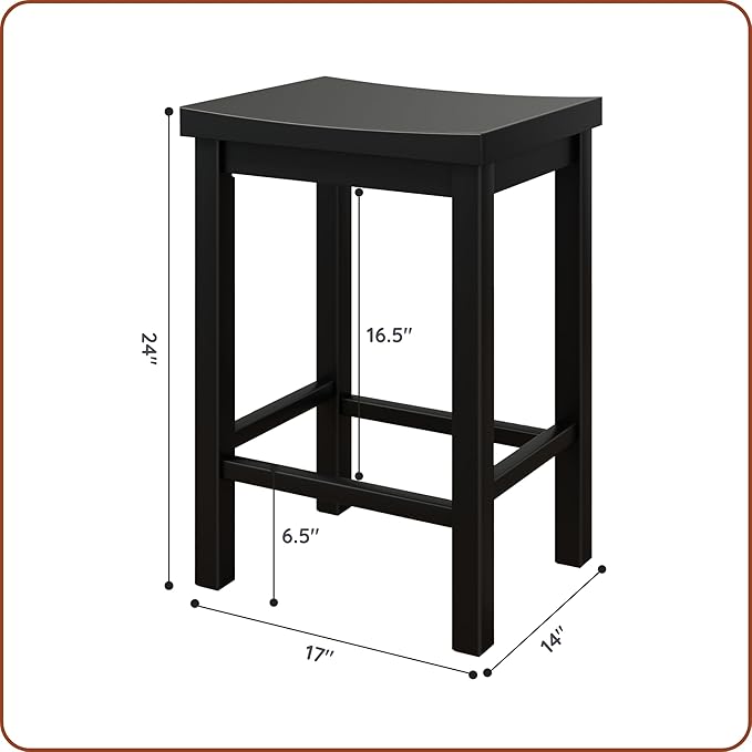 Grain & Grove Smith Collection Set of 2 Solid Wood Counter Height Bar Stools - Image 2