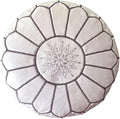 Stuffed Round Design Moroccan Leather Pouf Ottoman, Pre-Filled, 100% Genuine by Unknown