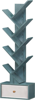 8 Tier Tree Bookshelf with Drawer, Free Standing Wood Bookcase by SHEEPAM