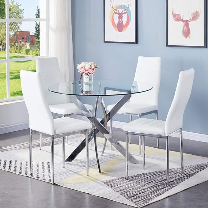 Round Tempered Glass Dining Table - Image 3