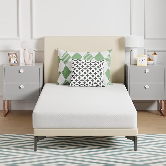 FDW | 6 Inch Twin Mattress | Medium Firm | Gel Memory Foam Mattress | White | by FDW