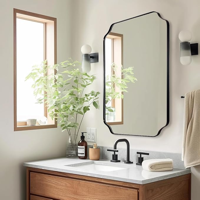 ANDY STAR Black Bathroom Mirror, 22x30 Inch Asymmetrical Mirror, Irregular Wall - Image 8