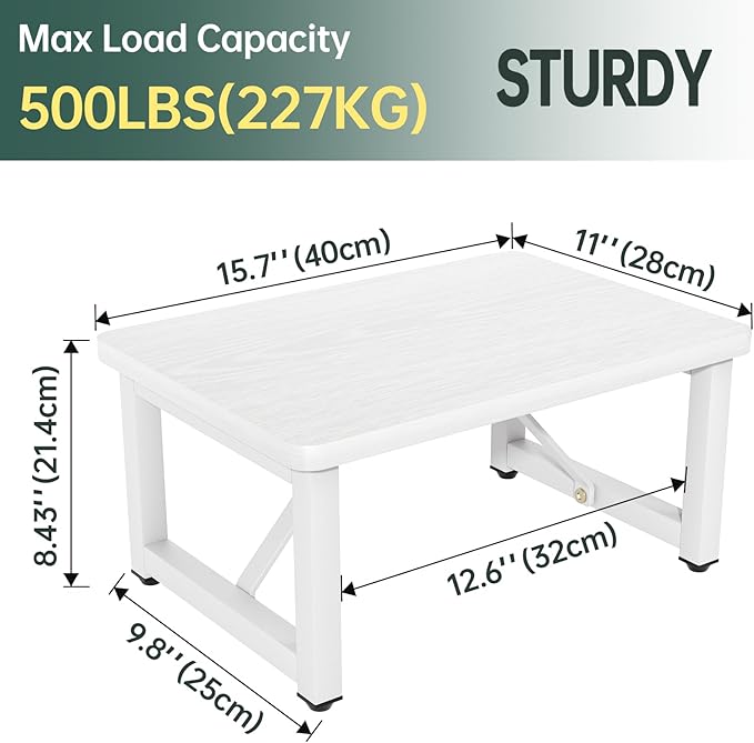 Step Stool, Small Step Stool for Adults, Wood and Metal Foot Stool, One - Image 3