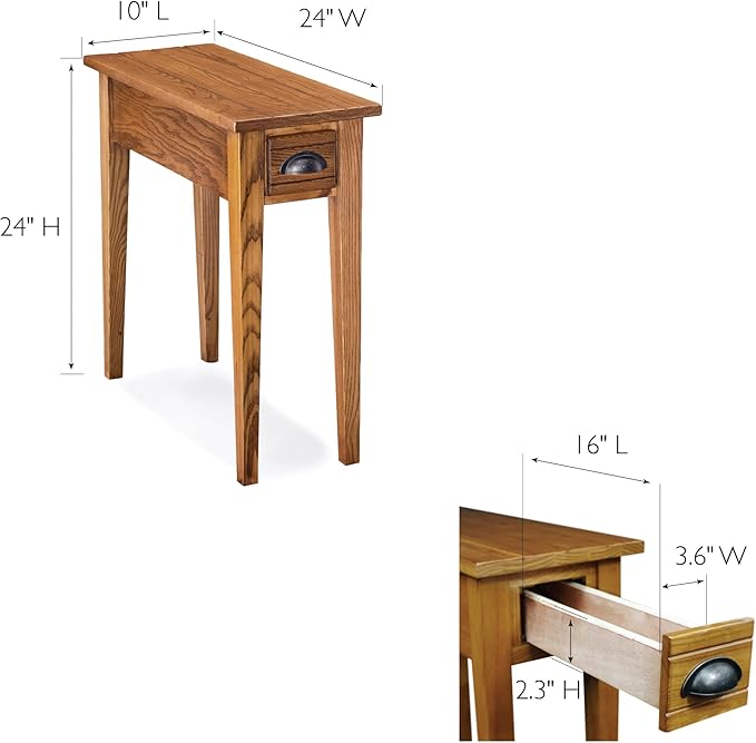 Leick Home, End Table, Solid Wood, 1 Drawer, Easy Assembly, 10 in W x 24 in D x - Image 3
