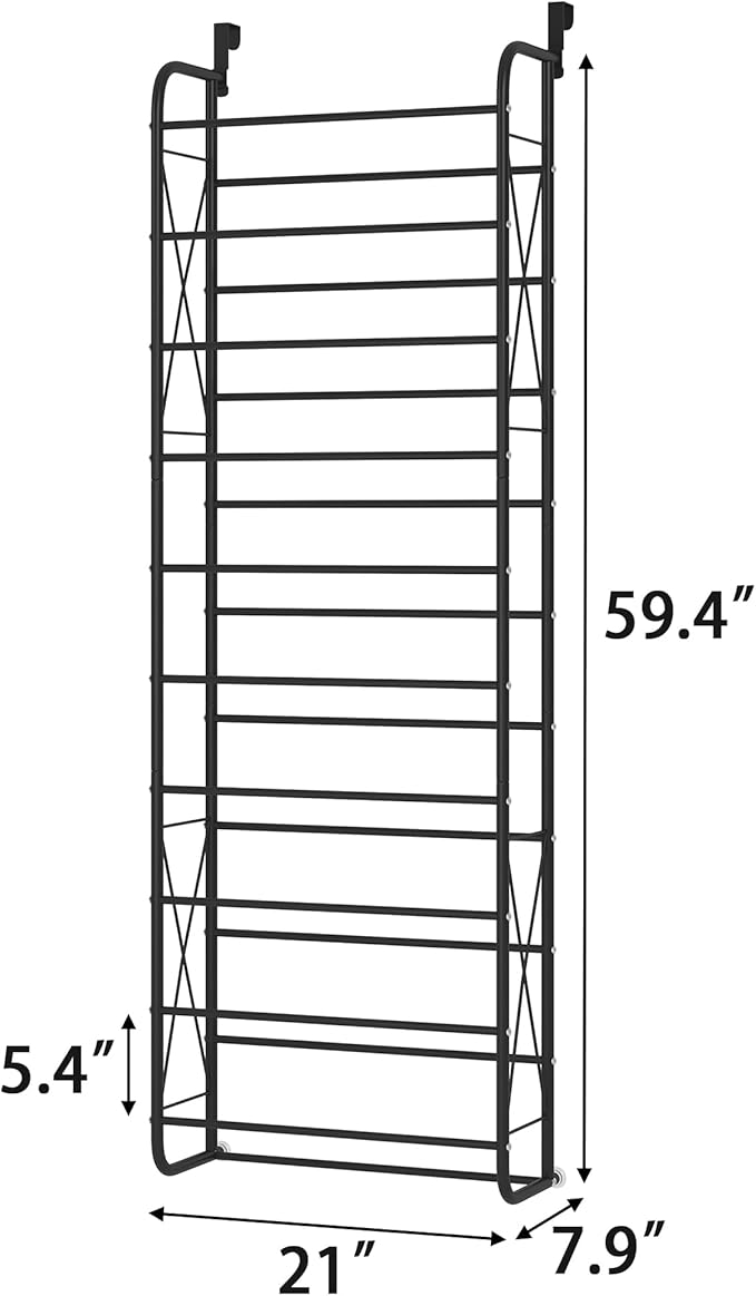JSB 10 Tier Shoe rack Mesh fabric Over The Door Shoe Organizer X-structure - Image 3