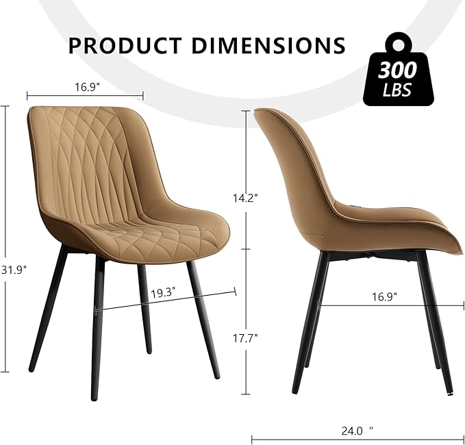 YOUNIKE Tan Dining Chairs Set of 2 - Image 2