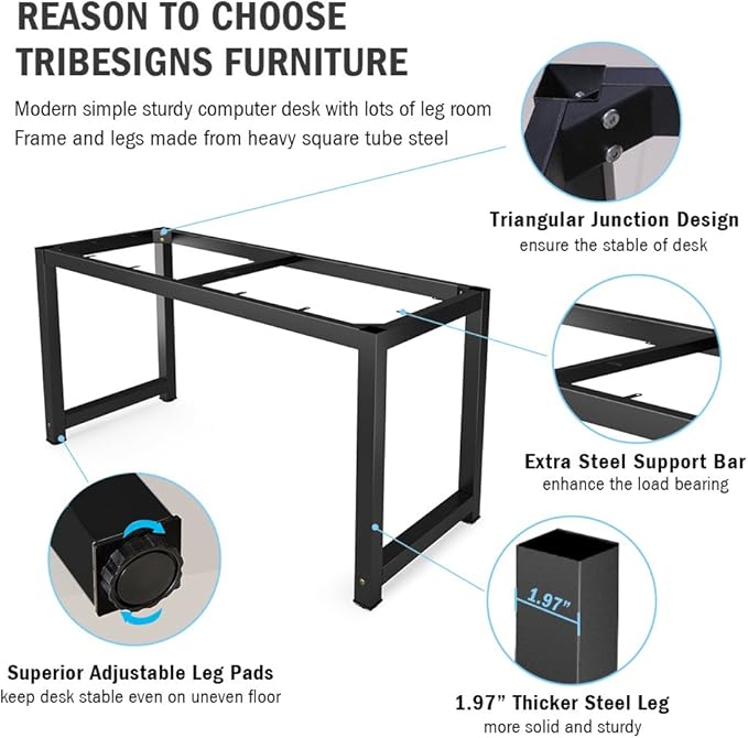 Tribesigns Computer Desk, 55 inch Large Office Desk Computer Table Study - Image 6