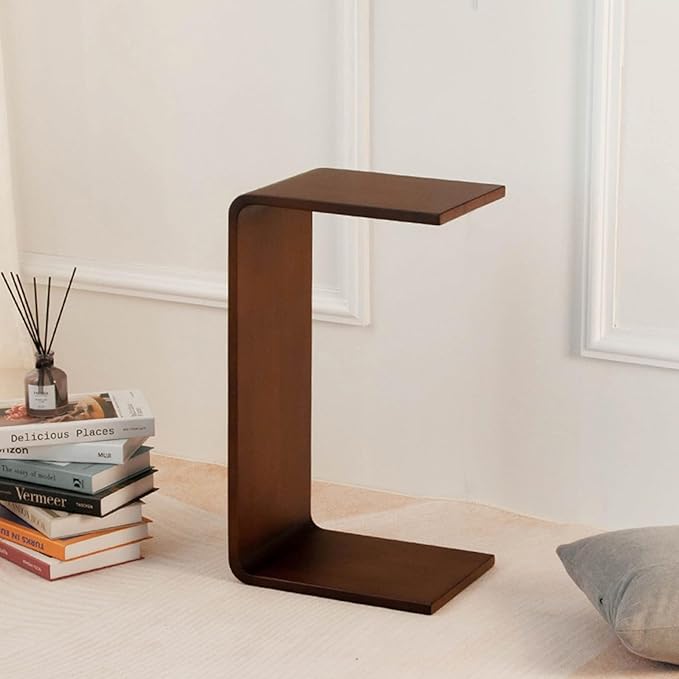 C Shaped End Table 24.4in High, Solid Wood C Side Table - Image 7