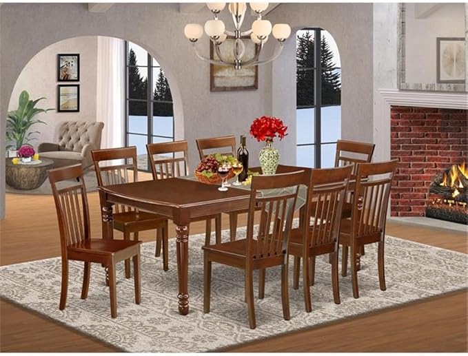 East West Furniture DOCA9-MAH-W 9 Piece Modern Dining Table Set Includes a - Image 2
