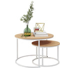 Round Coffee Table Set of 2 End Table by HOJINLINERO