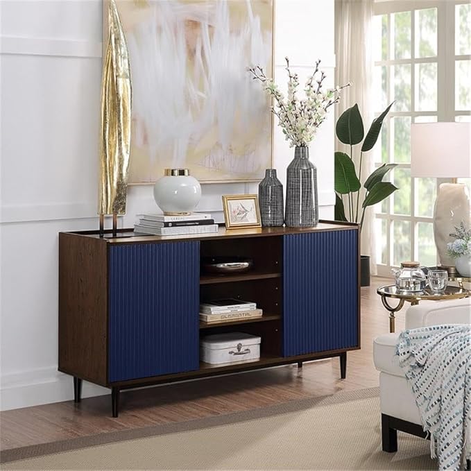 Manhattan Comfort Duane 59-Inch Ribbed Mid Century Modern Sideboard, Versatile - Image 2
