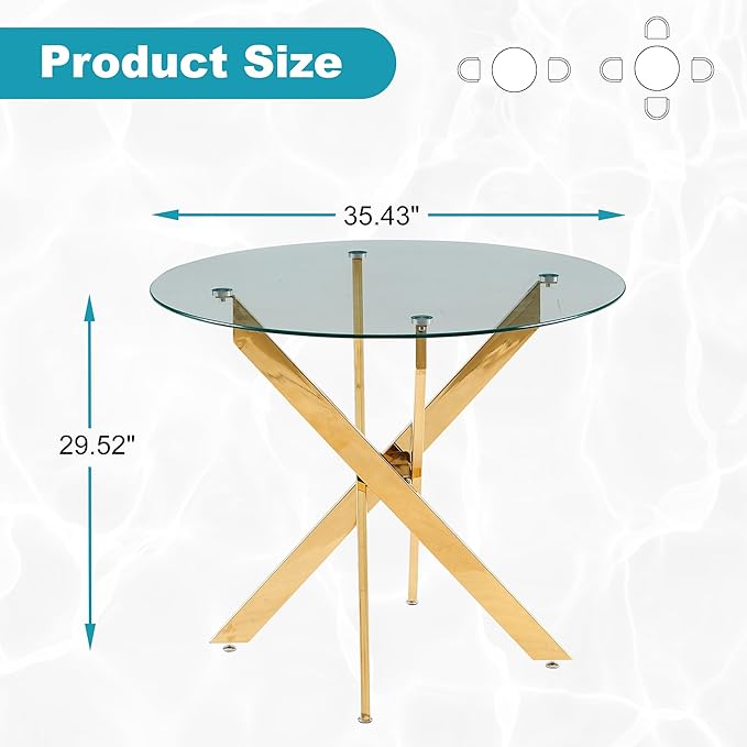 Dining Table for 4 Modern Round Dining Table 35.43" Kitchen & Dining Room Tables - Image 2