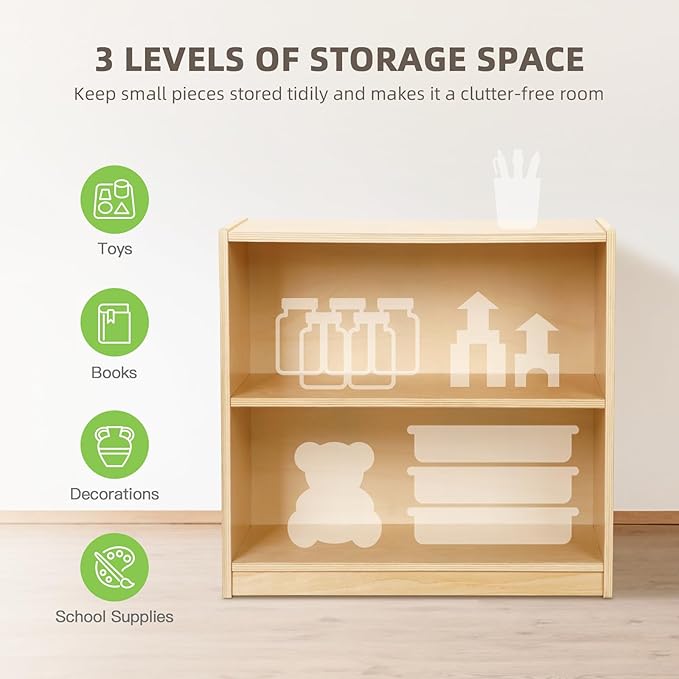 OOOK Montessori Toy Shelf, Kids Bookshelf and Toy Storage, Small Bookshelf - Image 4