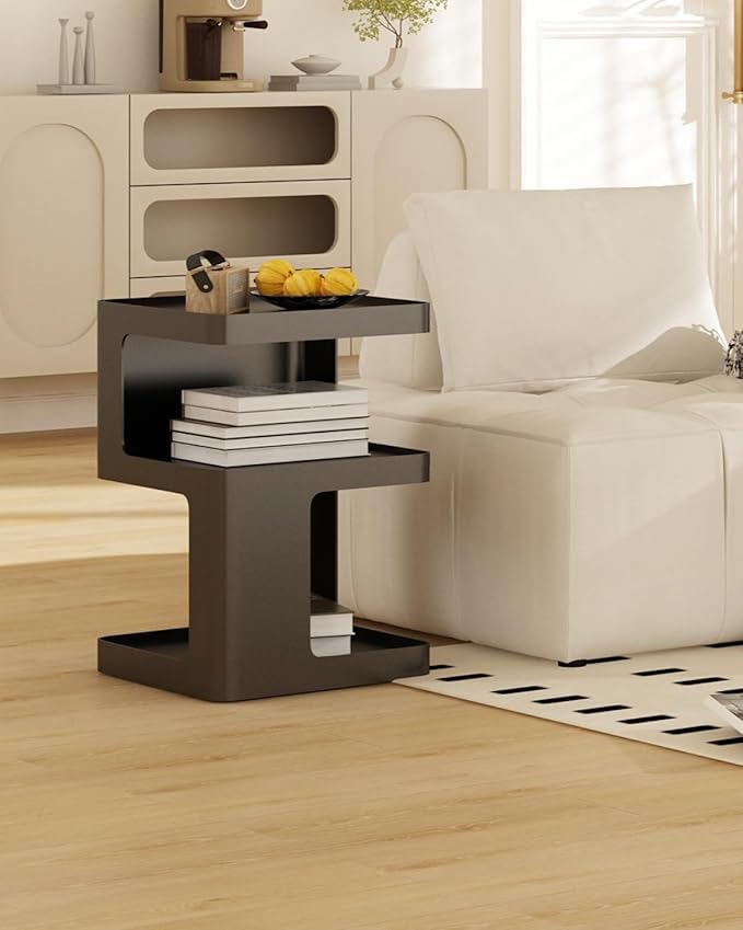 Black Modern Side Table, 3-Tier Metal NightStand - Image 7