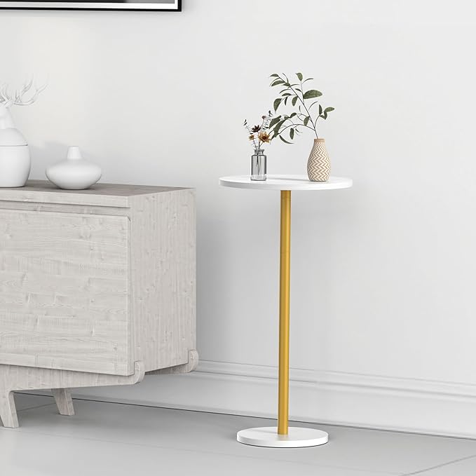Small White Round Side Table Pedestal Table Drink Tables by NOVIMANGO