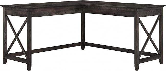 Bush Furniture Key West L Shaped Desk, 60-inch Modern Farmhouse Writing Desk by BushHome