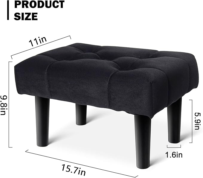 HOUCHICS Small Footstool Ottoman, Velvet Soft Footrest Ottoman - Image 2
