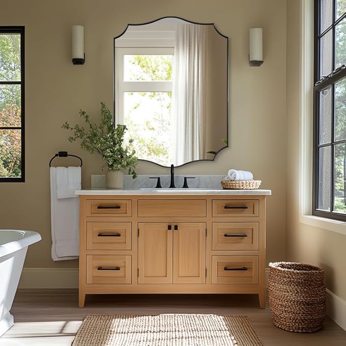 ANDY STAR Bathroom Mirror, 28x36 Inch Matte Black Vanity Mirror, Unique - Image 3