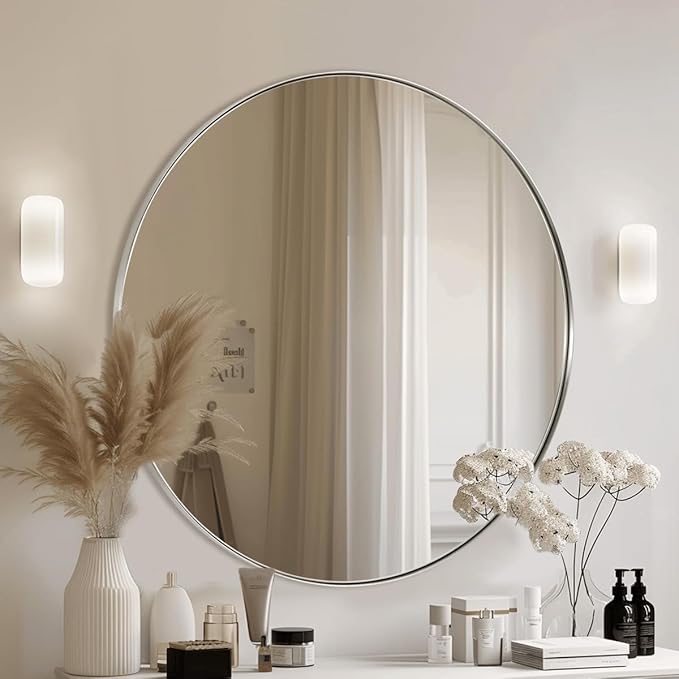 ANDY STAR Round Bathroom Mirror, 24’’ Polished Chrome Round Bathroom Mirrors in - Image 4