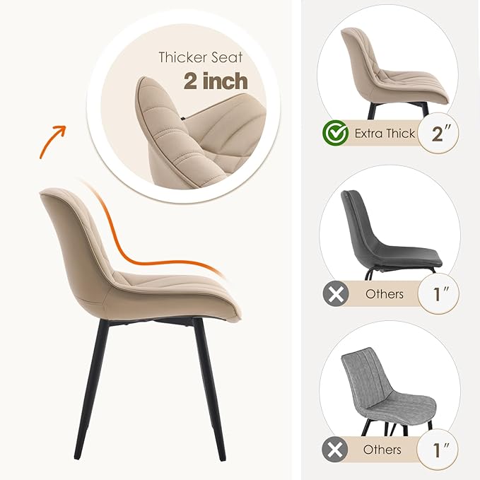 YOUNUOKE Dining Chairs Set of 2 Mid Century Modern Kitchen Chair Comfortable - Image 4
