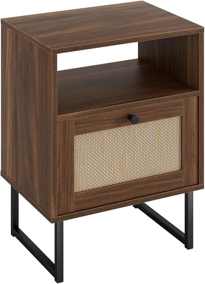 Masupu Rattan Nightstand, Modern Boho Farmhouse Wood Bedside Table - Image 9