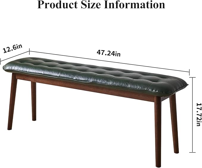 Entryway Bench, Solid Wood Dining Bench, Midcentury End of Bed Bench - Image 2