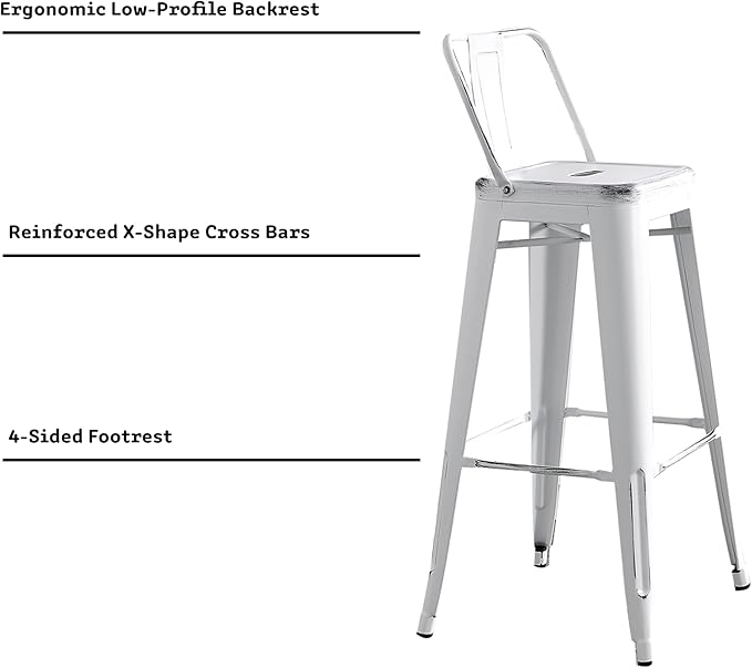 AC Pacific Modern Metal Barstool Set of 2 – Country Rustic Style - Image 5