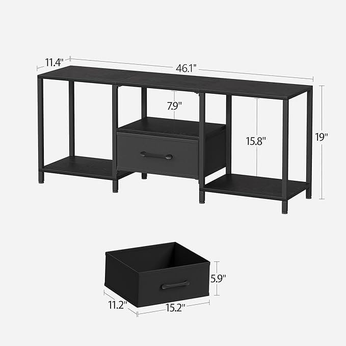 TV Stand with Fabric Drawer for 55 Inch TV, Entertainment Center with Open - Image 3