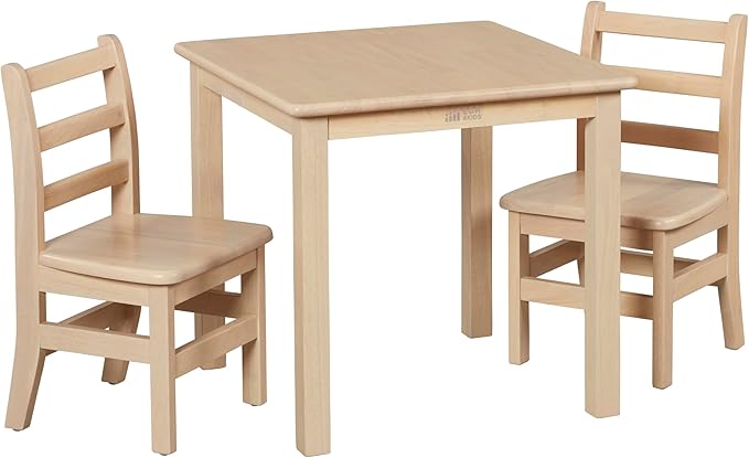 ECR4Kids 24in x 24in Hardwood Table and Chair Set2in Seat Height, Kids Furniture by ECR4Kids