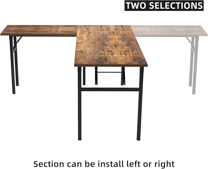 DlandHome Reversible L-Shaped Desk Large Corner Desk Folding Table Computer - Image 4