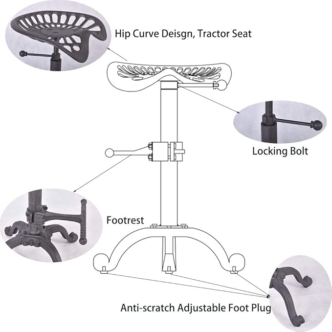 Industrial Bar Stool-Swivel Tractor Seat-Kitchen Dining Counter Chair-Extra Pub - Image 3
