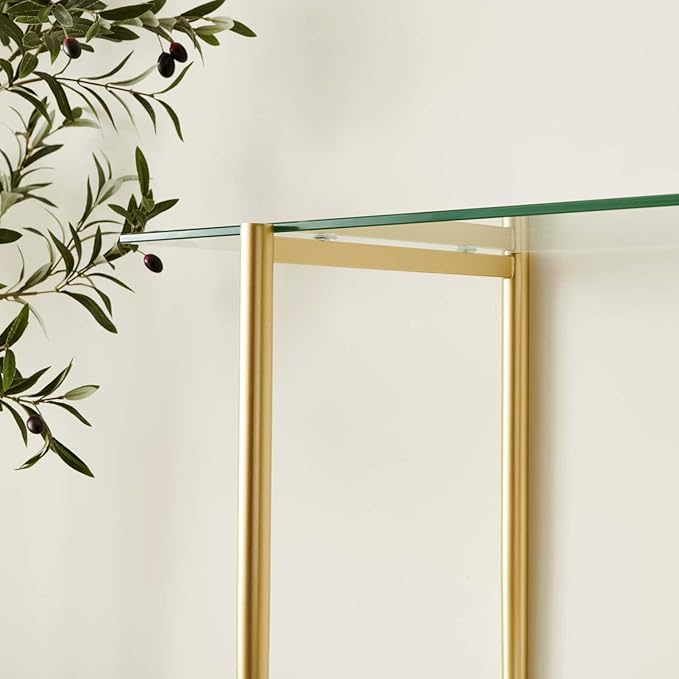 Glass Console Table for Living Room, Foyer & Entrance, 2-Tiers Mid-Century - Image 7