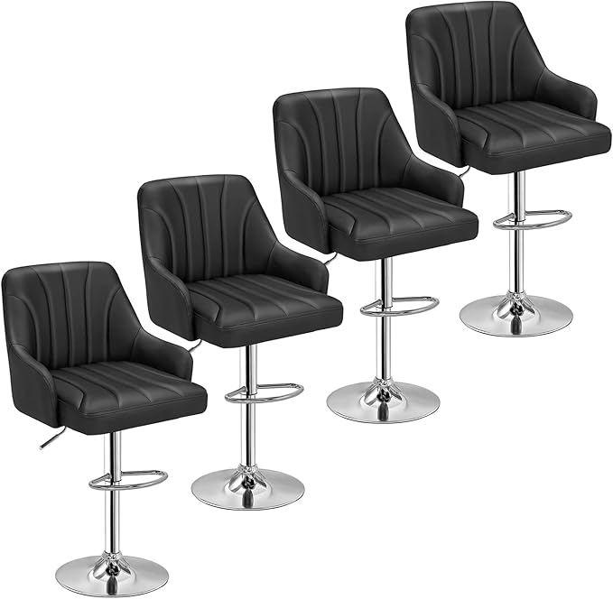 VECELO Barstools Set of 4, Counter Height Bar Stools Adjustable Stools by VECELO