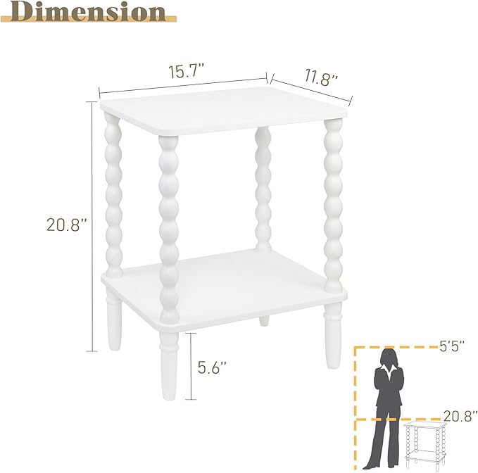 White End Table, Small Side Table - Image 3