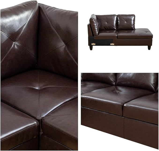 Modular Leather Sectional Couch, L Shaped Couch - Image 6