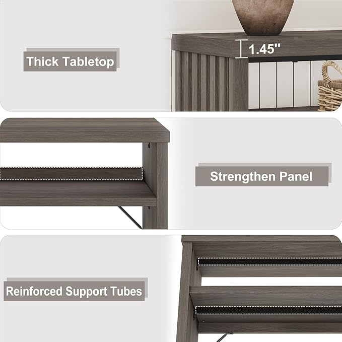 BON AUGURE Sofa Console Table, Wood Entryway Table, Modern Narrow Hallway Tables - Image 4