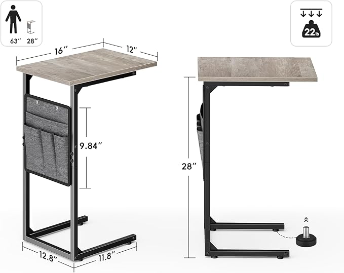 Vagusicc C Shaped End Table, Small Side Table - Image 3