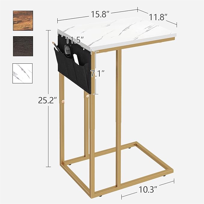 C Shaped End Table for Couch, Small Couch Side Table for Sofa, C Side Table - Image 3