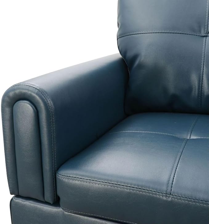 Denim L-Shaped 3-Piece Faux Leather Sofa - Image 7