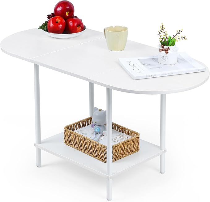 White Coffee Tables for Living Room, 2-Tier Small Coffee Table Industrial - Image 8