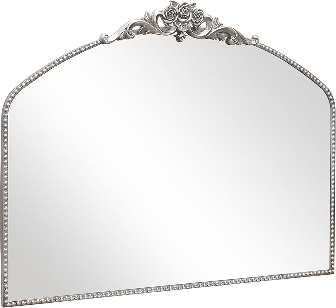 AIXI HOME Silver Arched Mirror, Baroque Wall Mounted Mirror - Image 9