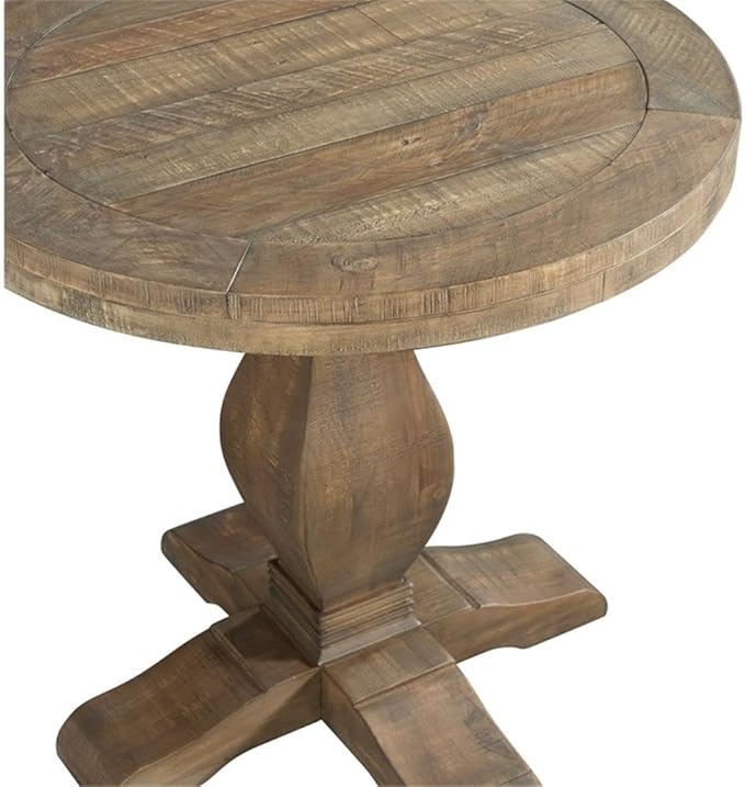 Napa Solid Wood Farmhouse Rustic Round End Side Living Room Table, Nightstand - Image 4