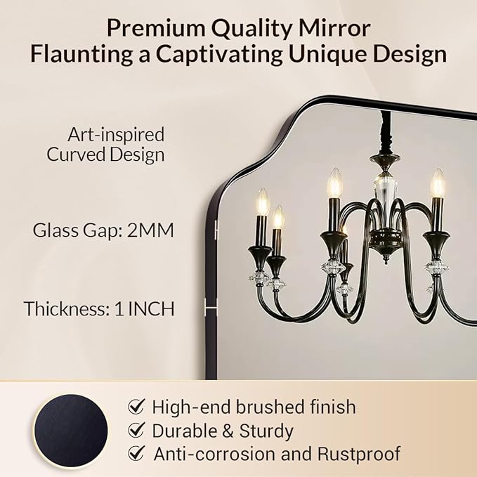 Scalloped Mirror, Matte Black Mirror - Image 3