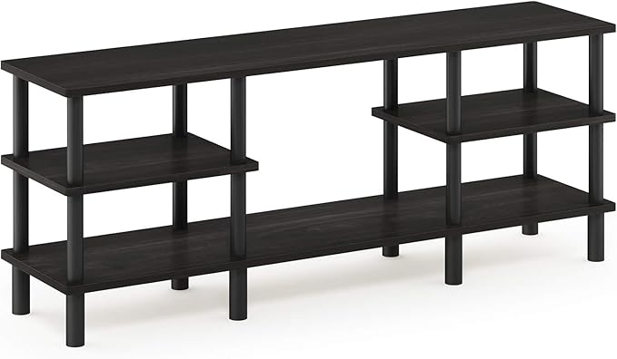 Furinno Turn-N-Tube 3-Tier Multipurpose Wide Shelf TV Stand, Espresso/Black - Image 5