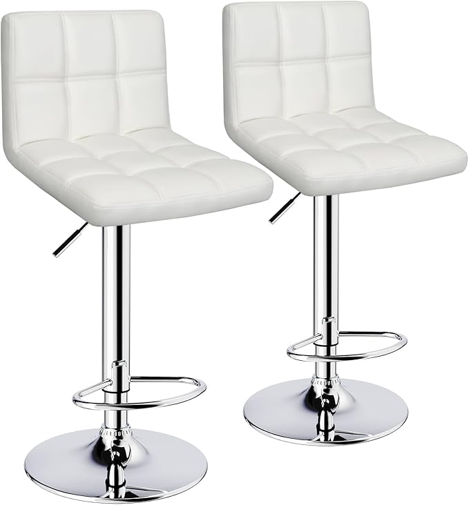 Bar Stools Set of 2, Armless Adjustable Swivel Barstools by ERGOSEAT