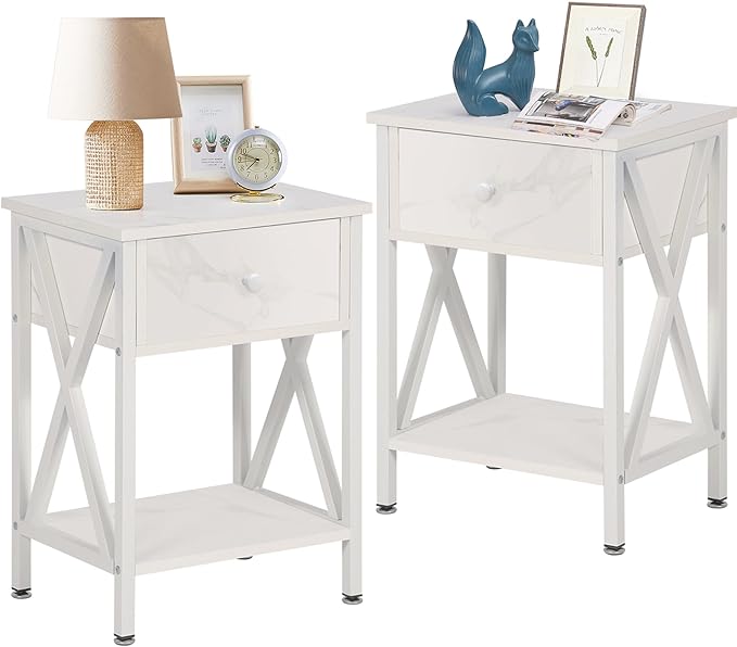 VECELO Nightstands Set of 2, Modern Bedside End Tables, Night Stands by VECELO