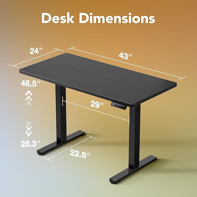 HUANUO 43 x 24 inch Electric Standing Desk Adjustable Height, 4 Memory Height - Image 2