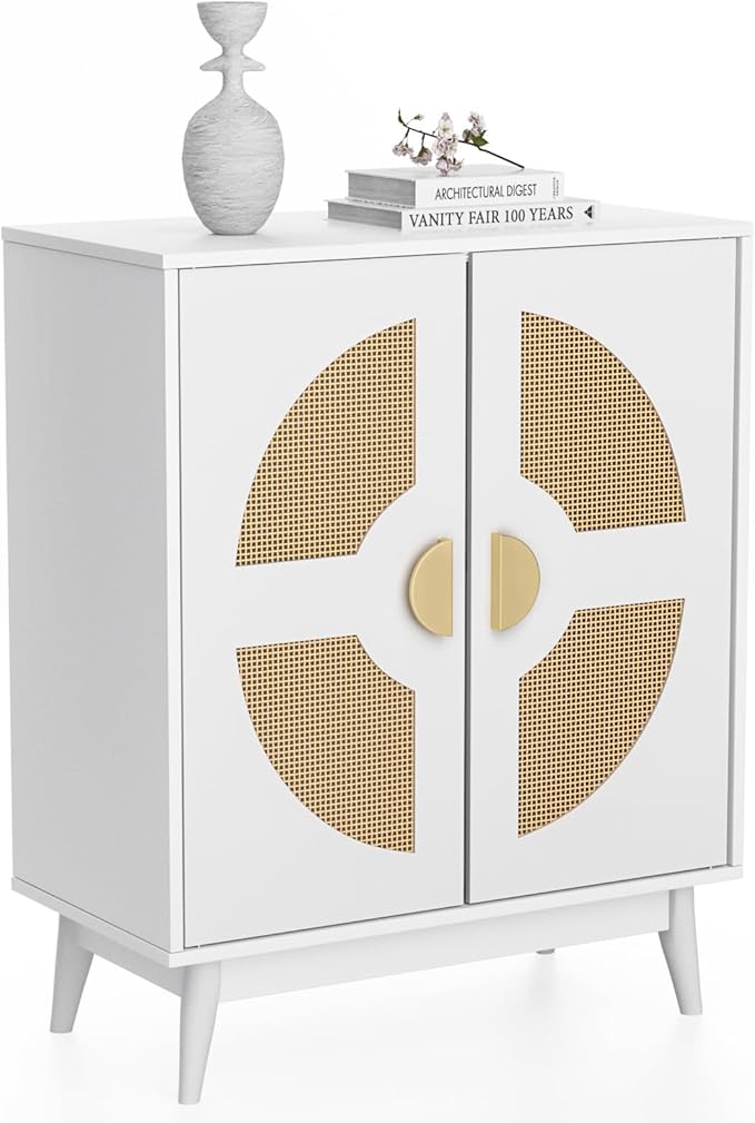 Buffet Cabinet White with Storage, Kitchen Sideboard with Doors & Shelves - Image 6
